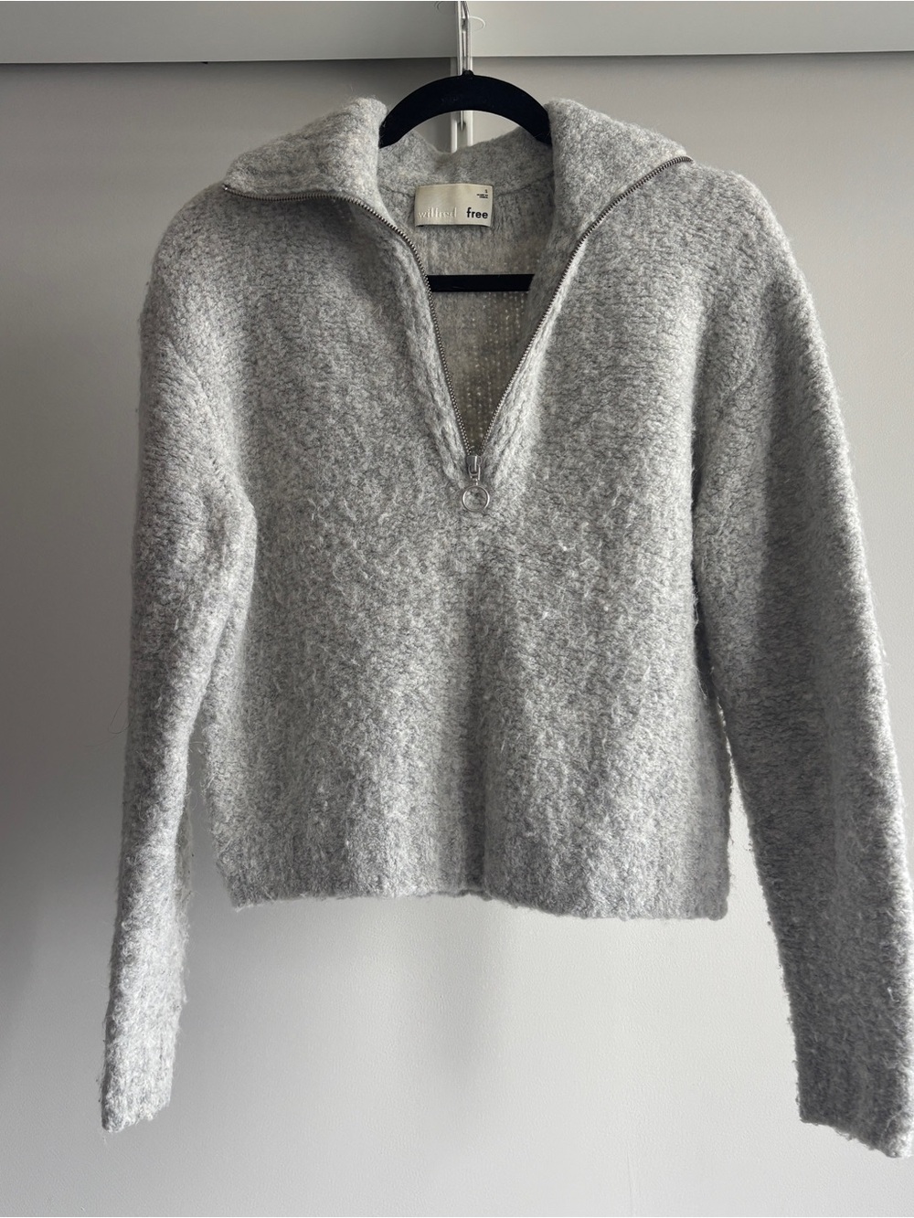 Aritzia Light Gray Half-Zip Turtleneck Sweater